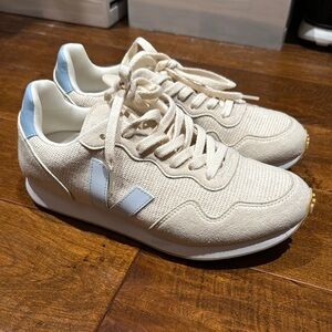 Veja Cream and Light Blue Athletic Shoes